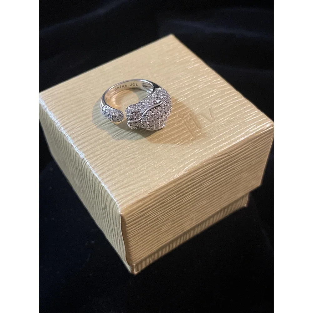 JTV‎ 9.25 Sterling Silver Panther CZ Cluster Eternity Wrap Band Ring Sz. 5